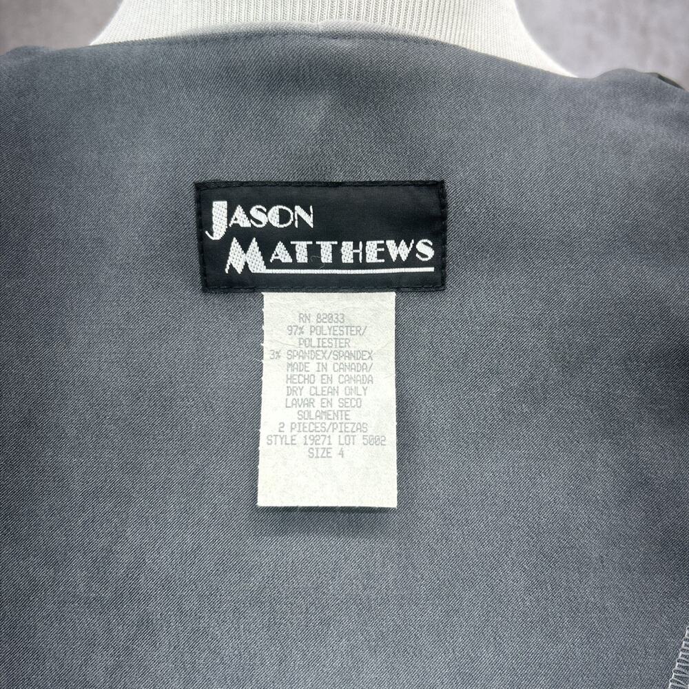 Jason Mathews Womens 4 Grey Geometric Colorblock Zip Up Jacket Collarless Mod - Picture 7 of 10